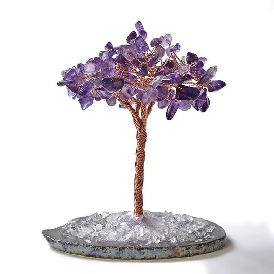 Feng Shui Crystal Wealth Tree with Agate Base - Attract Abundance & Healing Energy