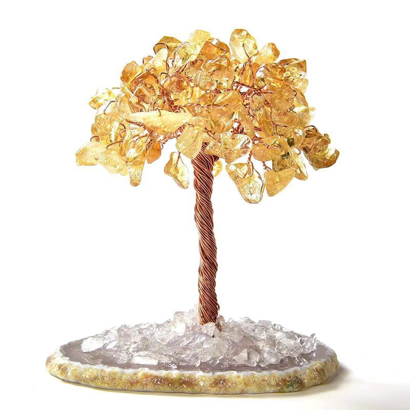 Feng Shui Crystal Wealth Tree with Agate Base - Attract Abundance & Healing Energy