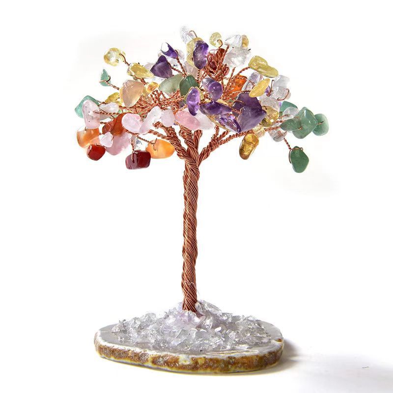 Feng Shui Crystal Wealth Tree with Agate Base - Attract Abundance & Healing Energy